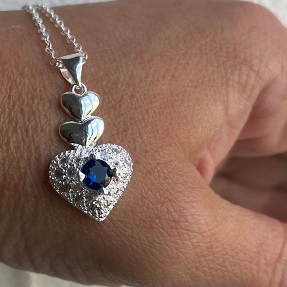 The Something Blue Heart pendant necklace in sapphire and 925 - Picture 11 of 11